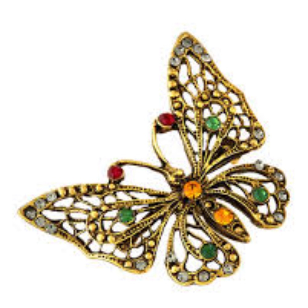 YOCHI Brooch Jeweled Butterfly